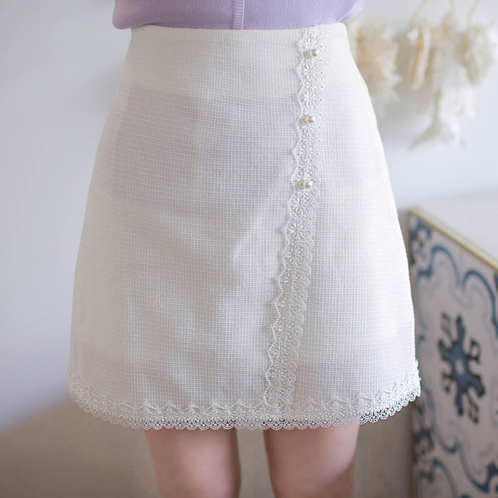 화이티레이스*skirt/a0657